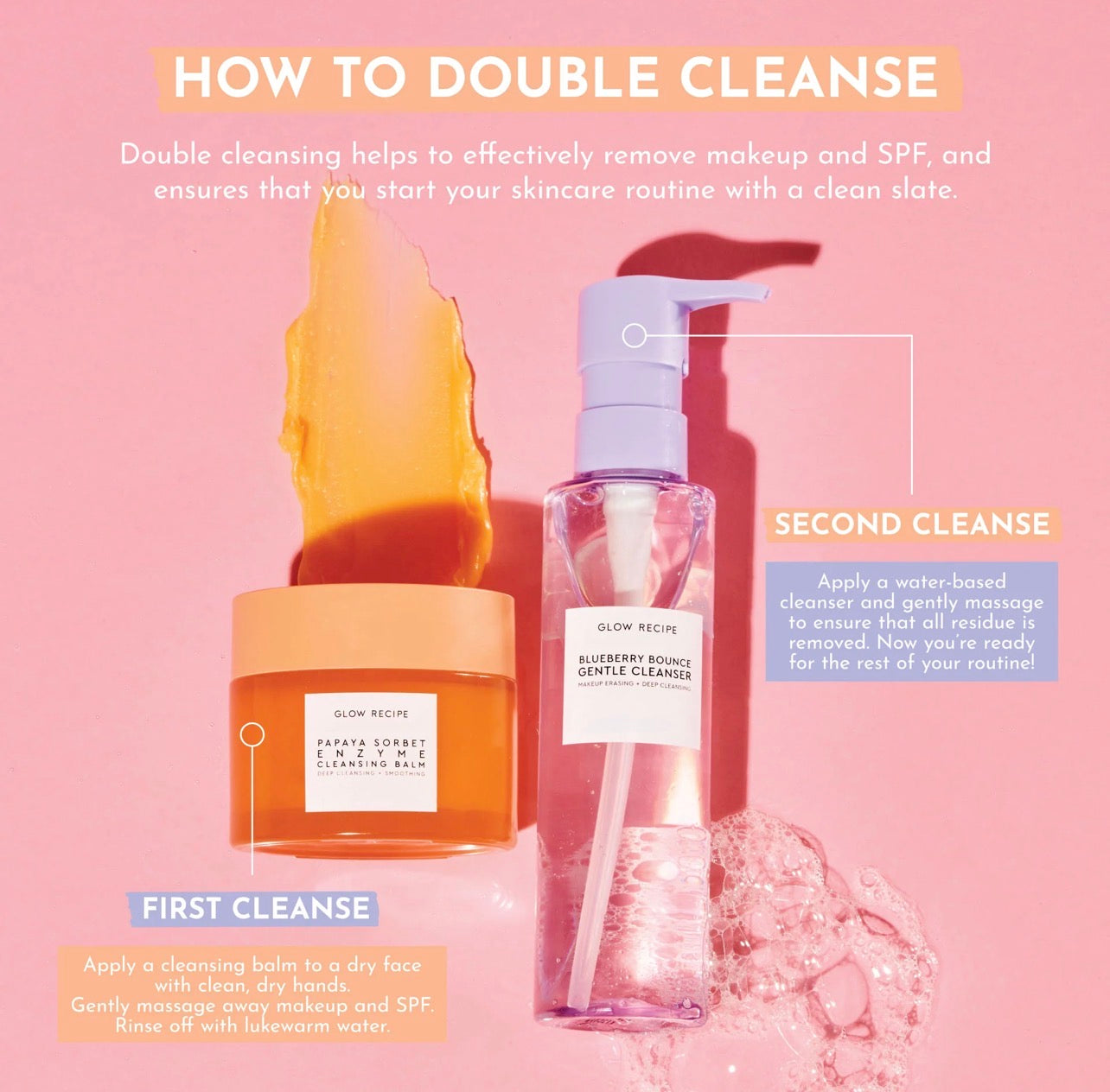 Glow Recipe Papaya Sorbet Enzyme Cleansing Balm - 100ml jar with fresh papaya slices, gentle makeup-melting facial cleanser