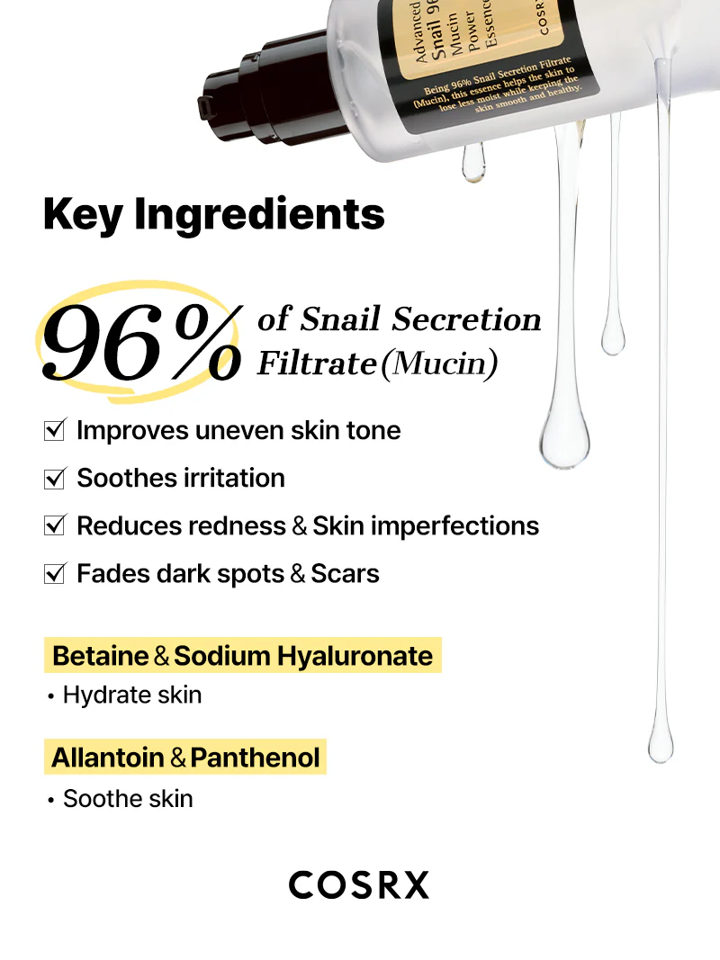 Essence à la mucine d'escargot 96 % COSRX Advanced Snail (100 ml)