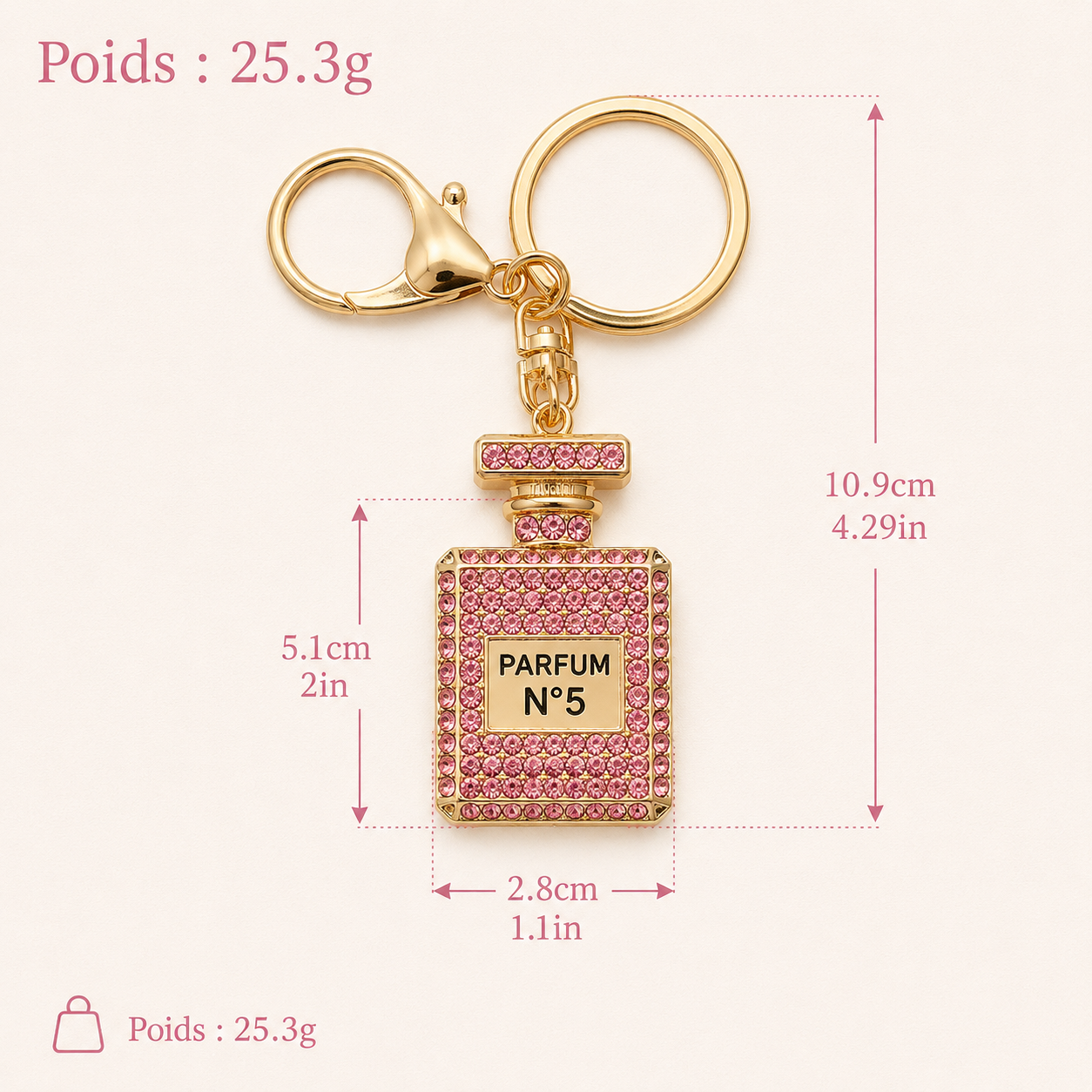 Porte-clés flacon de parfum – Couleurs variées