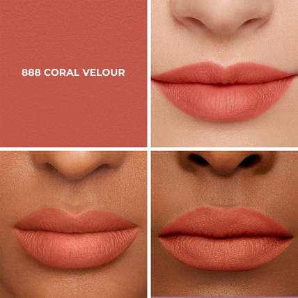 Rouge à lèvres Laura Mercier teinte Coral Velour, fini velouté corail