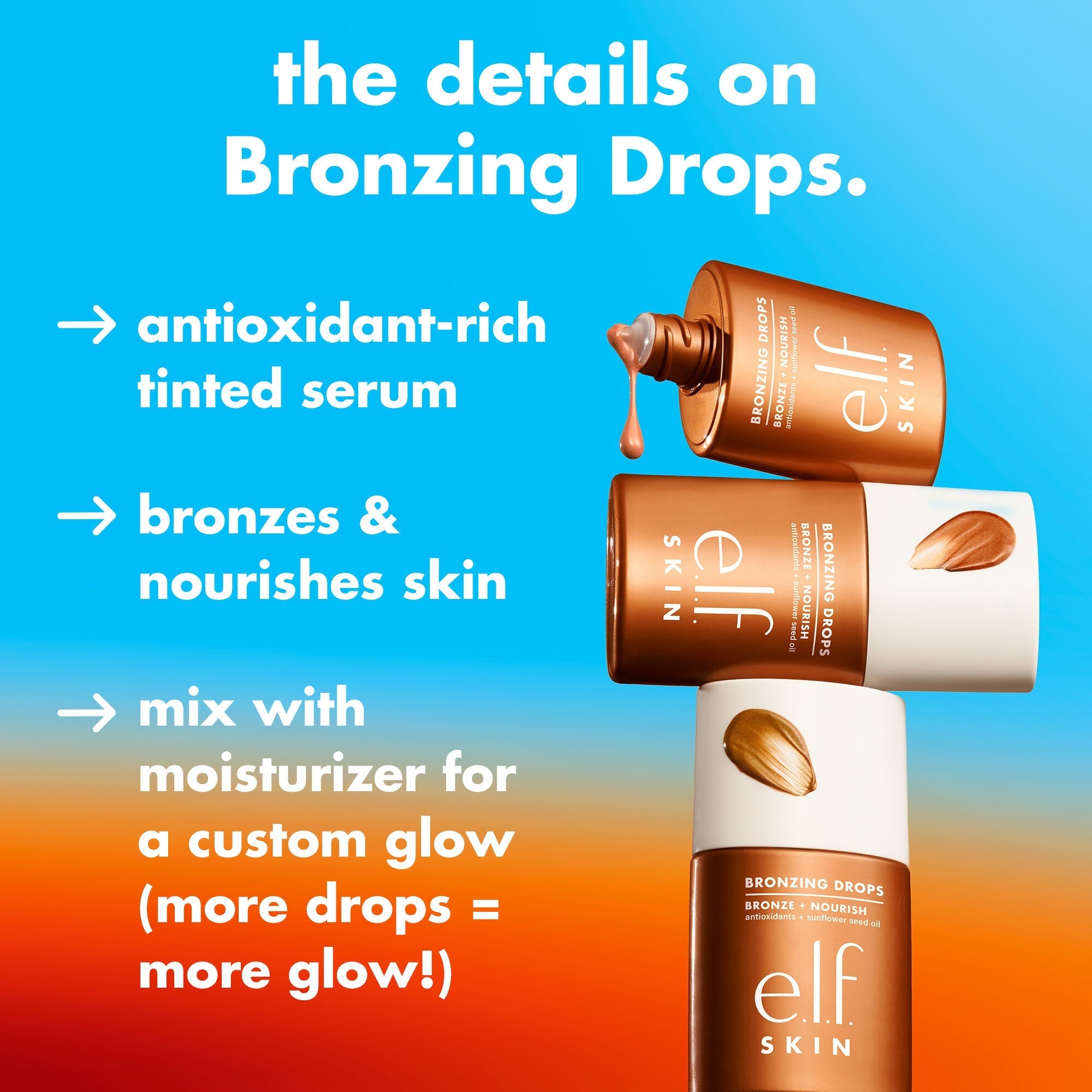 Gouttes bronzantes e.l.f. SKIN – Pure Gold Bronze 2 (30 ml)