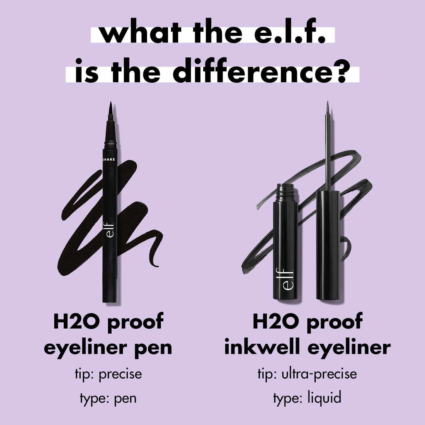 Eyeliner liquide hydrofuge longue tenue e.l.f. Inkwell – Noir