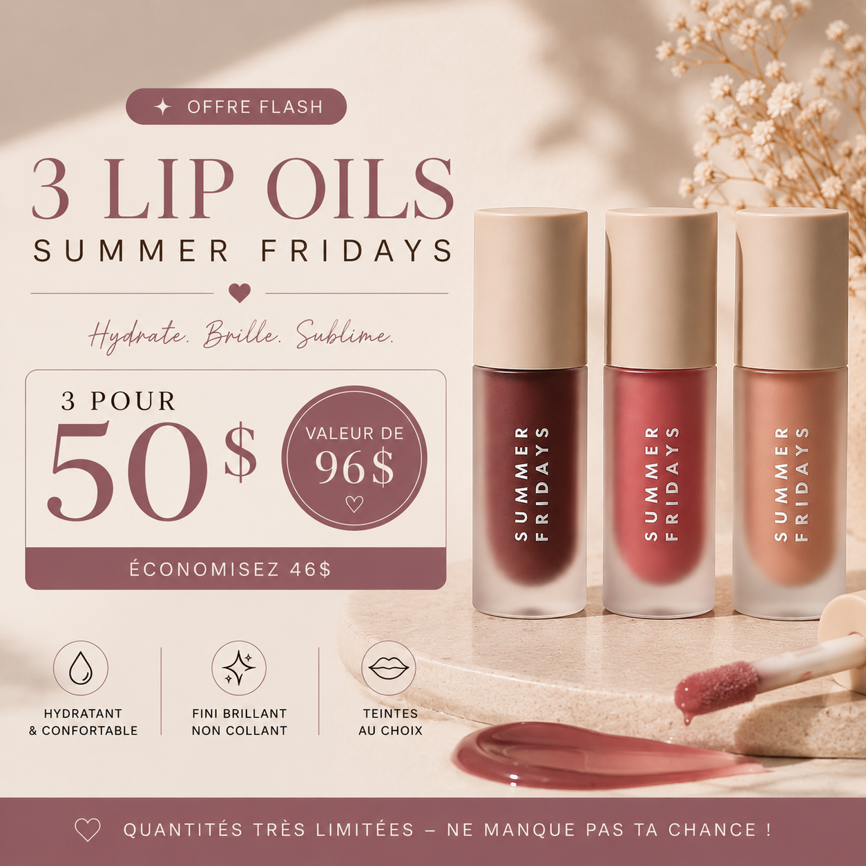 Summer Fridays Lip Oil Trio | Trio de 3 huiles à lèvres