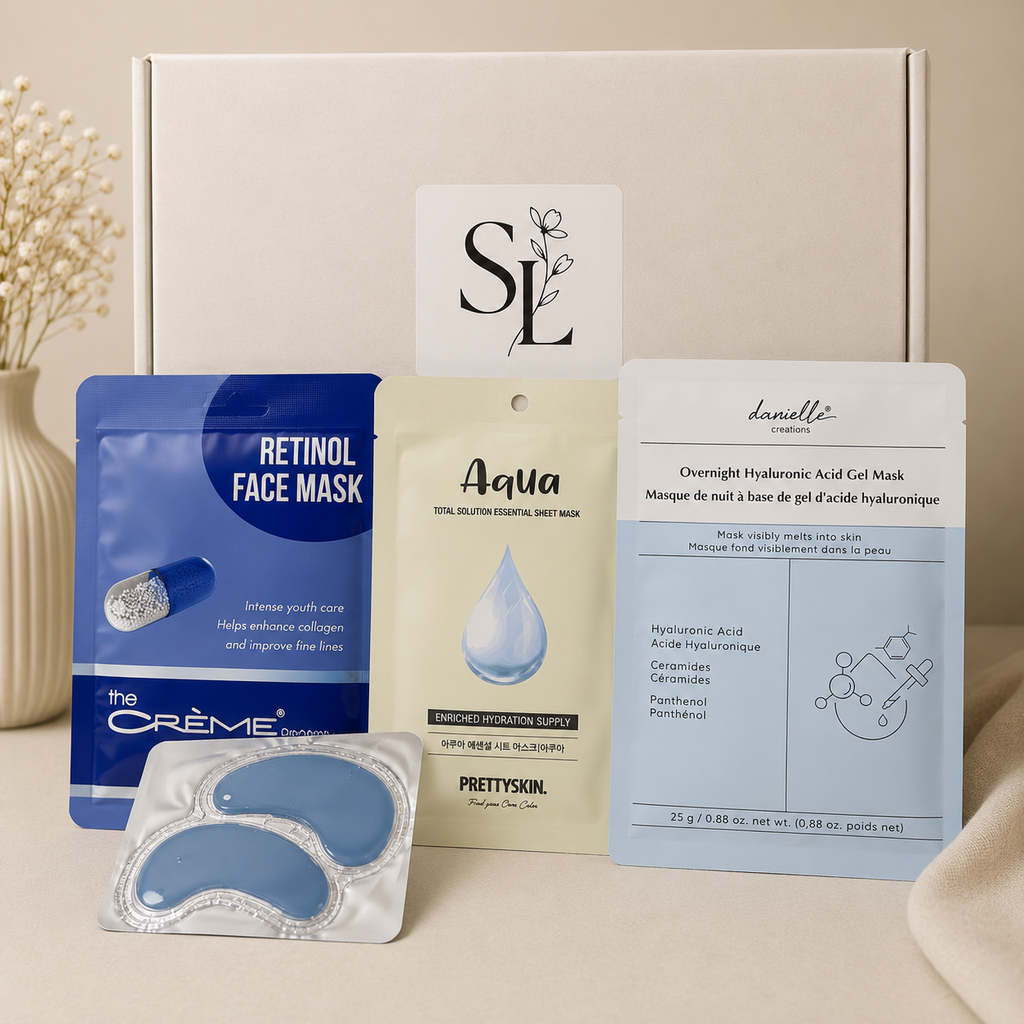 Self love box Denim-B - self-care gift box with denim handbag, skincare, makeup and hair accessories from Anastasia Beverly Hills, Fenty Beauty and more
