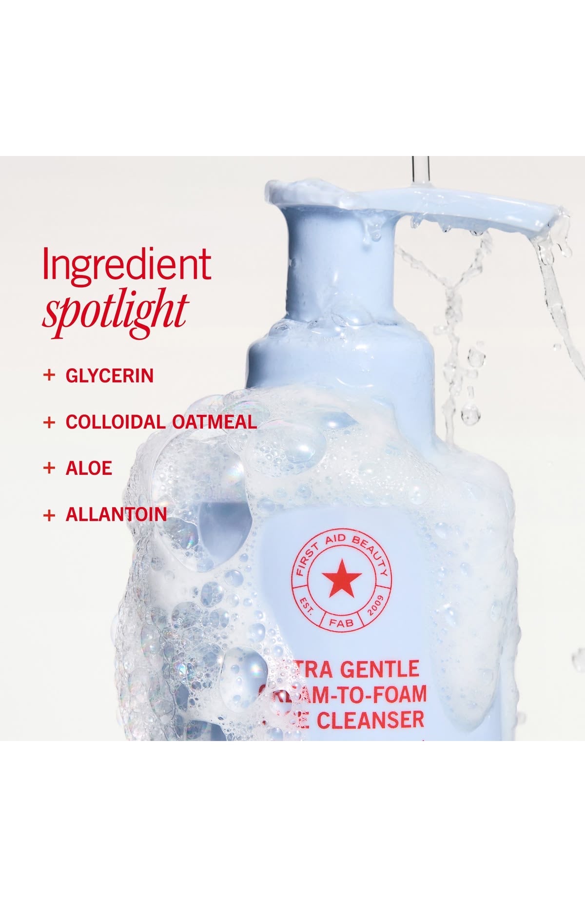 Nettoyant visage crème-mousse ultra doux First Aid Beauty – 170 g