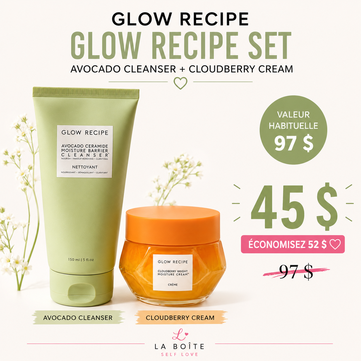 Duo nettoyant et hydratant Glow Recipe