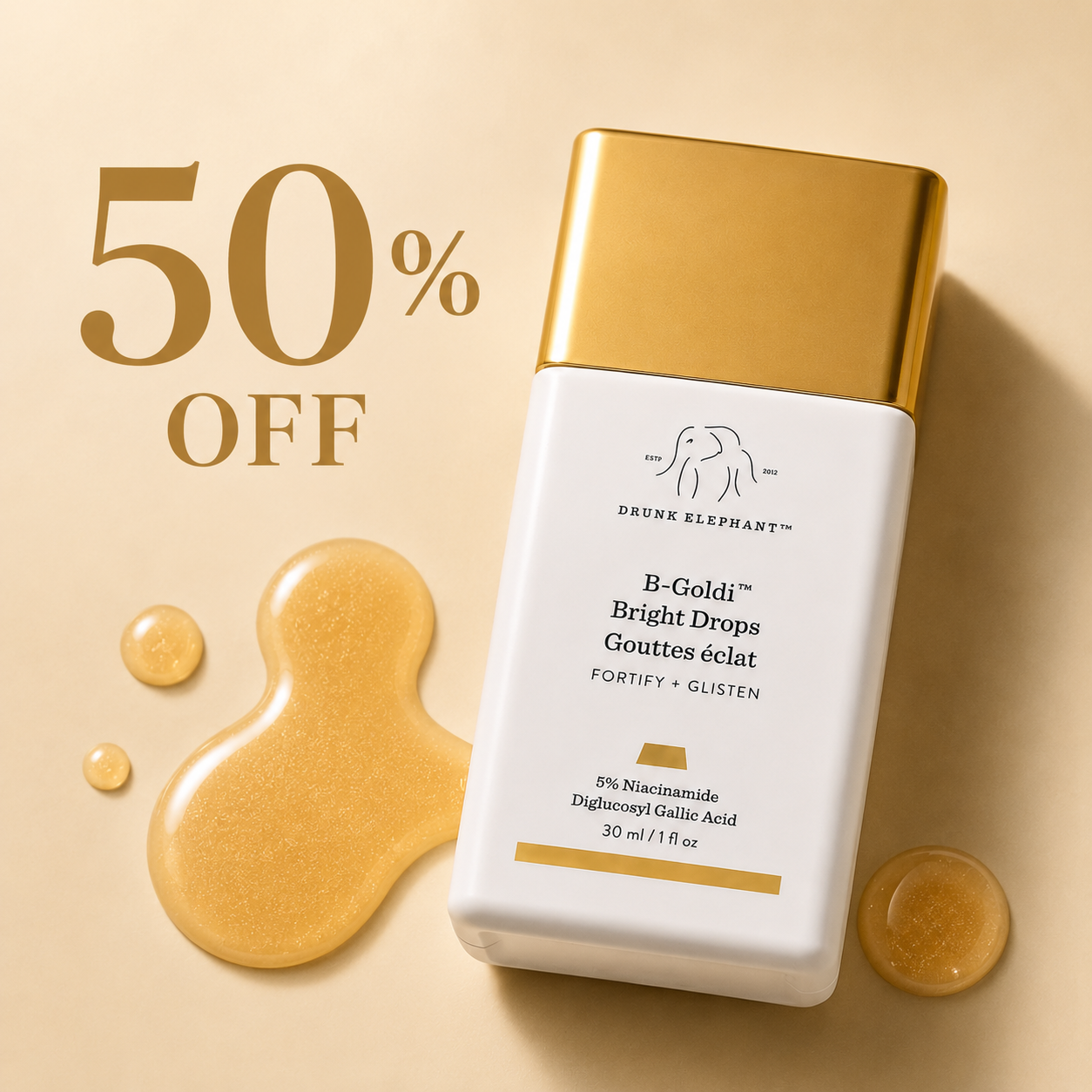 Gouttes illuminatrices Drunk Elephant B-Goldi™ – 30 ml